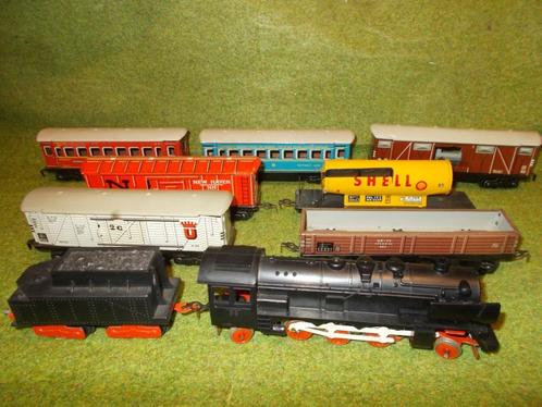 Oude blikken HO trein + Fleischmann rails Verzenden kan, Hobby en Vrije tijd, Modeltreinen | H0, Gebruikt, Treinset, Gelijkstroom