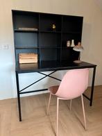 Zwart bureau met vakkenkast 125 breed bij 70 cm diep, Huis en Inrichting, Bureaus, Ophalen, Gebruikt, Bureau