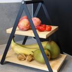Stijlvolle Etagère - 2-Laags Zwart Metaal & Houten Leggers, Huis en Inrichting, Woonaccessoires | Etagères, Ophalen of Verzenden