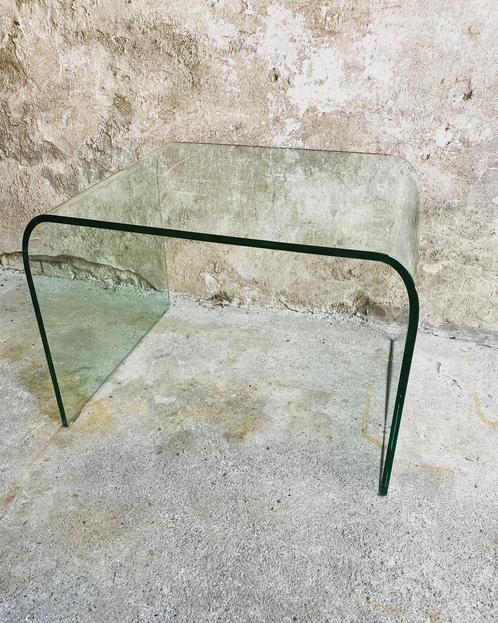 Glazen Fiam Waterfall Bijzettafel Salontafel , Jaren 80, Huis en Inrichting, Tafels | Sidetables, Zo goed als nieuw, Rond, Glas