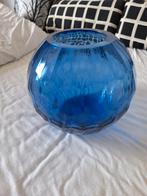 Glazen Bolvaas - Blauw, Huis en Inrichting, Woonaccessoires | Vazen, Ophalen, Blauw, Minder dan 50 cm, Glas