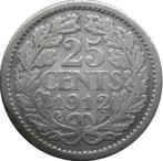 Nederland 25 cent 1912 (zilver), Zilver, Koningin Wilhelmina, Ophalen of Verzenden, Losse munt