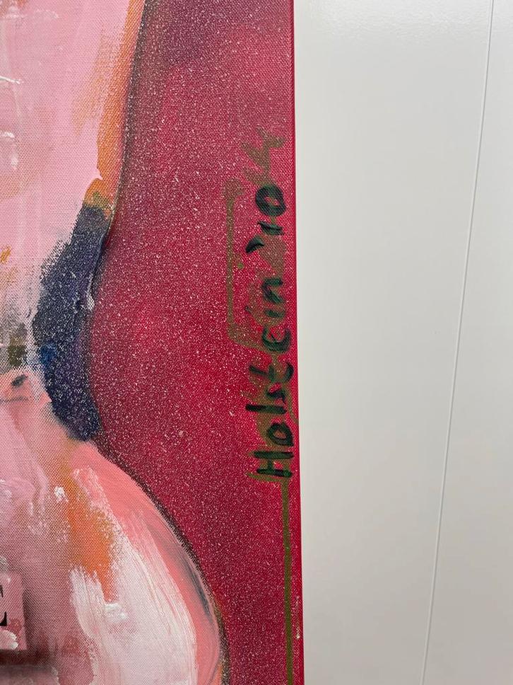 Schilderij 100x100 met tekst - Alex von Holstein, Antiek en Kunst, Kunst | Schilderijen | Klassiek, Ophalen of Verzenden