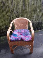 rotan bamboe stoel vintage retro met kussen, Ophalen, Huis en Inrichting