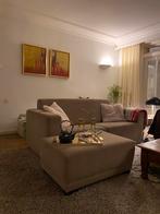 2/3 zitsbank van neutrale beige wollen stof met voetenbank, Ophalen, Gebruikt, Stof