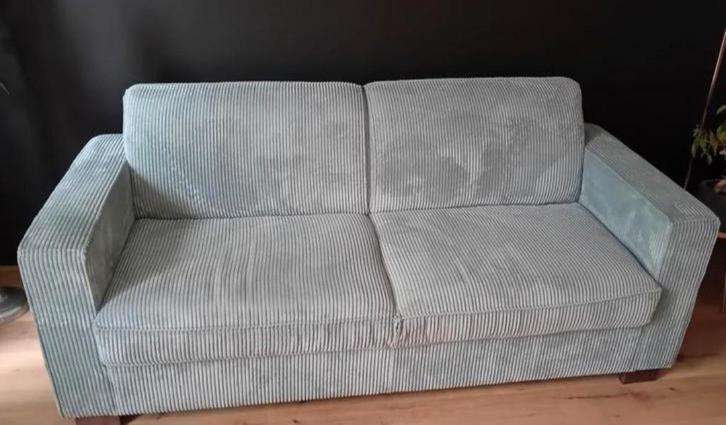 Bank Stuttgart Ribcord / Corduroy 3-Zit Ijsblauw, Huis en Inrichting, Banken | Bankstellen, Zo goed als nieuw, Ophalen