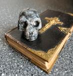 Antiek vintage mensen schedel van labradoriet hand gesneden, Antiek en Kunst, Antiek | Religie, Ophalen of Verzenden