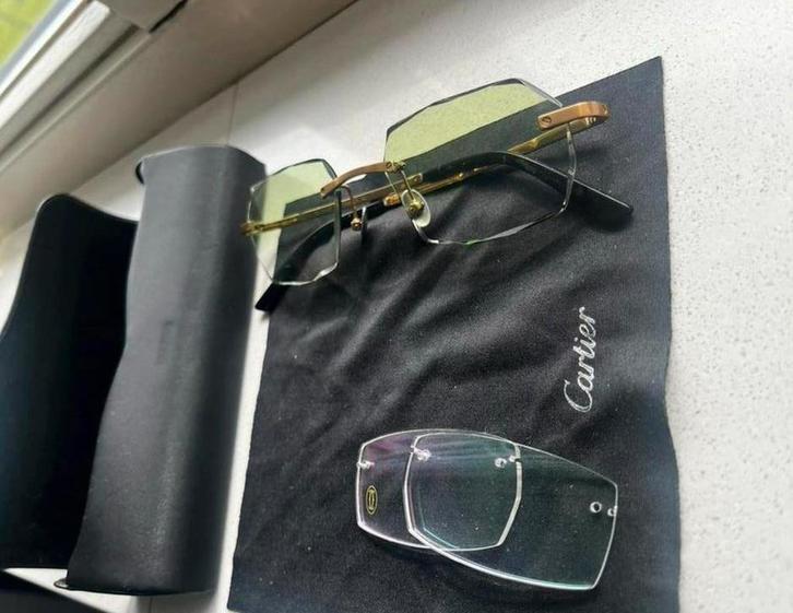 Cartier - CT02540 001 Santos Customize Full Daiomond Cut, Sieraden, Tassen en Uiterlijk, Zonnebrillen en Brillen | Heren, Zo goed als nieuw