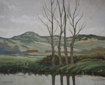Noord Hollands duinlandschap, olieverf op board, gesigneerd. beschikbaar voor biedingen