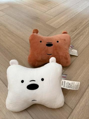 Miniso nekkusens bears auto 21x17x10cm set/2 – wit & bruin beschikbaar voor biedingen
