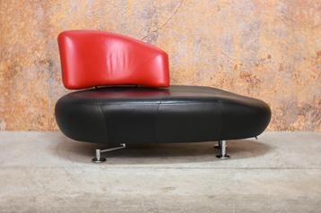ZGANieuw! zwart rode leren Leolux Kikko design chaise longue beschikbaar voor biedingen