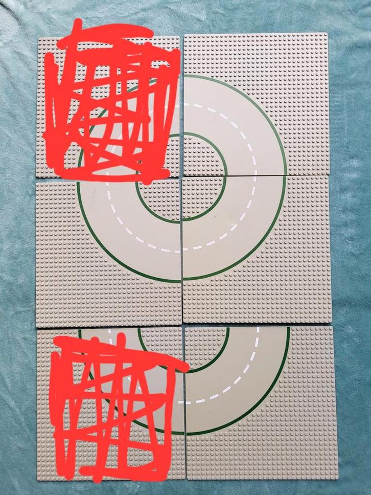 Lego weg bouw platen bocht met groen fietspad opdruk., Kinderen en Baby's, Speelgoed | Duplo en Lego, Gebruikt, Lego, Losse stenen