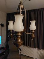 Messing hanglamp, Huis en Inrichting, Lampen | Hanglampen, Ophalen, Klassiek, Zo goed als nieuw, Glas
