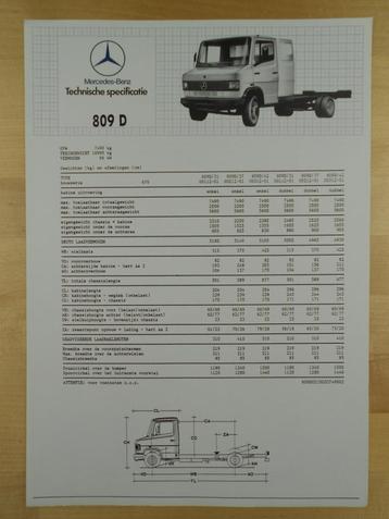 Mercedes 809D Technische Specificatie folder ca 1987 809 D beschikbaar voor biedingen
