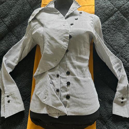 Nieuw: wit chique gestreepte blouse. NHK Mode. Maat L., Kleding | Dames, Blouses en Tunieken, Nieuw, Maat 42/44 (L), Wit, Ophalen of Verzenden