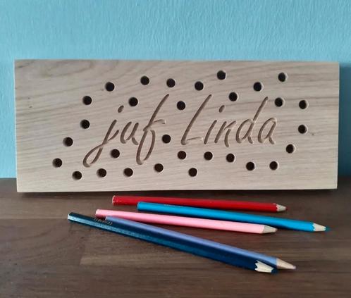 Potloodhouder juf / meester (+ kaart), Huis en Inrichting, Woonaccessoires | Overige, Nieuw, Ophalen of Verzenden