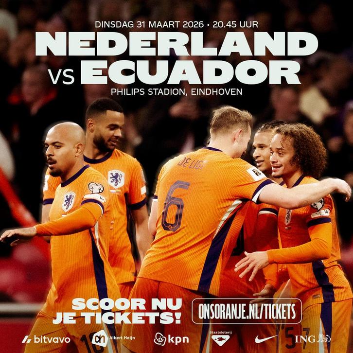 7 tickets / kaarten Nederland - Ecuador oefenduel 31 maart, Tickets en Kaartjes, Sport | Voetbal, Drie personen of meer, Maart