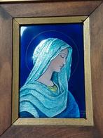 Antiek franse schilderij gesigneerd emaille art Maria, Antiek en Kunst, Ophalen of Verzenden