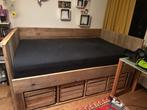 Steigerhout bed 120 200 met lades, Huis en Inrichting, Ophalen, Eenpersoons, Bruin, Rustiek