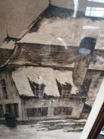 PRACHTIGE OUDE ETS UIT BELGIË GESIGNEERD 55X46 CM LIJST MAAT, Ophalen of Verzenden