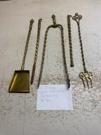 Openhaard set 5-delig messing, Ophalen of Verzenden, Gebruikt, Hout, Overige soorten