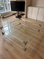 Vintage glazen/plexiglas salontafel, Ophalen, 50 tot 75 cm, 100 tot 150 cm, 100 tot 150 cm