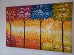 Mooi kleurrijk schilderij met reliëf - oil on canvas - bomen, Ophalen, Gebruikt, Oorspronkelijke maker, 125 cm of meer