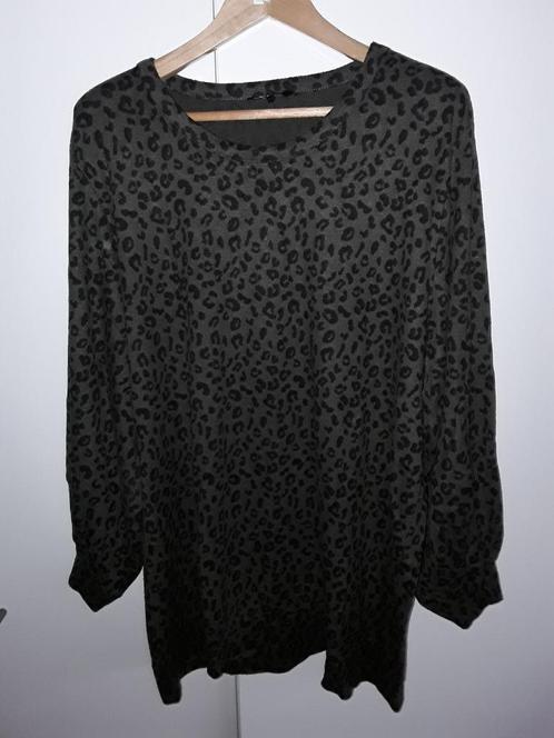 MS Mode Groene Trui Met Panterprint Maat XXL, Kleding | Dames, Truien en Vesten, Gedragen, Maat 46/48 (XL) of groter, Groen, Verzenden