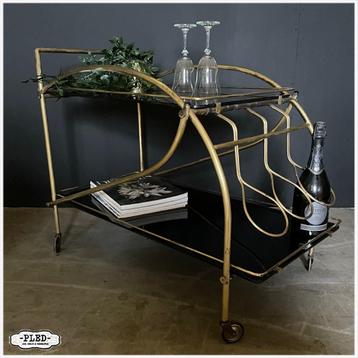 Midcentury Art Deco style serveer trolley Duitsland Glas beschikbaar voor biedingen