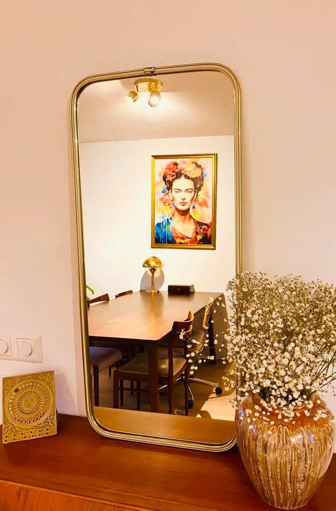 Prachtige Vintage Spiegel Goud Messing, Huis en Inrichting, Woonaccessoires | Spiegels, Zo goed als nieuw, Minder dan 50 cm, Minder dan 100 cm