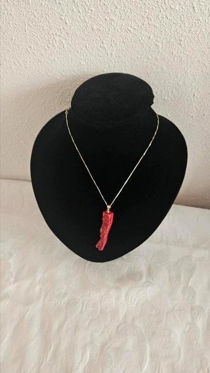 Zilveren ketting met koraal, Sieraden, Tassen en Uiterlijk, Antieke sieraden, Ketting, Zilver, Verzenden
