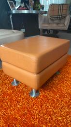 Voetenbank leer oranje, Huis en Inrichting, Banken | Voetenbanken en Poefen, Ophalen, Rechthoekig, Leer