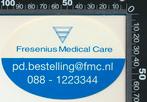 Sticker: Fresenius Medical Care, Verzenden, Zo goed als nieuw, Bedrijf of Vereniging