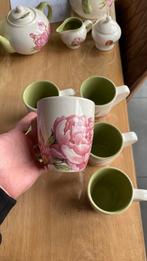 6 Grote Jet Mokken - Pioenroos Thema, Huis en Inrichting, Keuken | Servies, Gebruikt, Keramiek, Ophalen of Verzenden, Overige stijlen