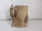 Houten handgesneden pennenbeker met giraf, pennenhouder, Diversen, Ophalen of Verzenden, Zo goed als nieuw