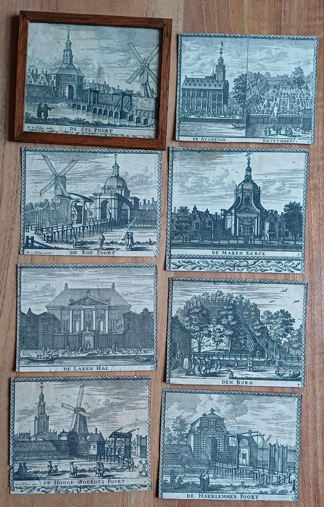 Gravures Leiden, uit 'Kleine Hagen' 1675, Burcht, Hortus e.a, Antiek en Kunst, Kunst | Etsen en Gravures, Ophalen of Verzenden