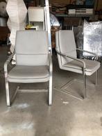 Setje Walter Knoll stoelen grijs leer, Huis en Inrichting, Stoelen, Ophalen, Gebruikt, Twee, Leer