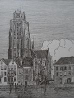 Ets gezicht op grote kerk Dordrecht, GM Acronius 1892, 16/50, Antiek en Kunst, Verzenden