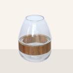 Vaas, glas met hout - NIEUW in doos, Overige kleuren, Nieuw, Ophalen of Verzenden, Glas