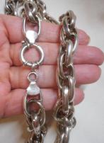Zilveren zware schakel ketting met veerslot nr.848, Sieraden, Tassen en Uiterlijk, Kettingen, Verzenden, Zo goed als nieuw, Zilver