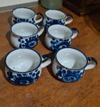 6 unieke blauwe vintage mokjes, Ophalen of Verzenden, Zo goed als nieuw, Overige stijlen, Kop(pen) en/of Schotel(s)