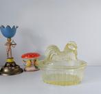 Vintage glazen kip op nest bonboniere, Ophalen of Verzenden