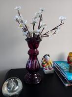 Vintage glazen vaas/kandelaar aubergine Vidrios, Huis en Inrichting, Woonaccessoires | Kandelaars en Kaarsen, Minder dan 25 cm