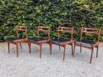 4 vintage Deense stoelen Johannes Andersen Uldum jaren '60, Ophalen, Gebruikt, Bruin, Mid century Deens design