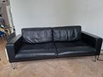 Zwarte bank dik leer design AD buisframe gispen 2.16 breed, Huis en Inrichting, Ophalen, Zo goed als nieuw, 200 tot 250 cm, Leer