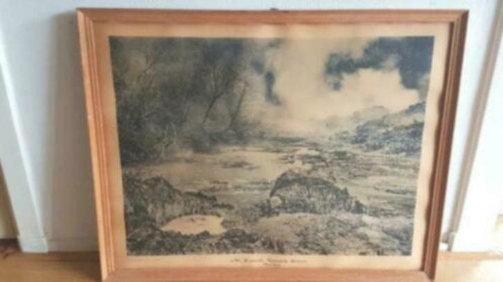 8 - De Kawah Manoek-krater. (West-Java) Indonesie, Antiek en Kunst, Antiek | Schoolplaten, Natuur en Biologie, Ophalen