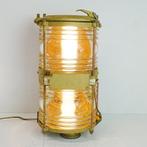 Bronzen dubbele scheepslamp met nieuwe bedrading., Verzamelen, Ophalen, Zo goed als nieuw, Gebruiksvoorwerp