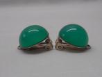 Zilveren antieke oorclips met groene stenen nr.1353, Sieraden, Tassen en Uiterlijk, Antieke sieraden, Verzenden, Zilver, Oorbellen