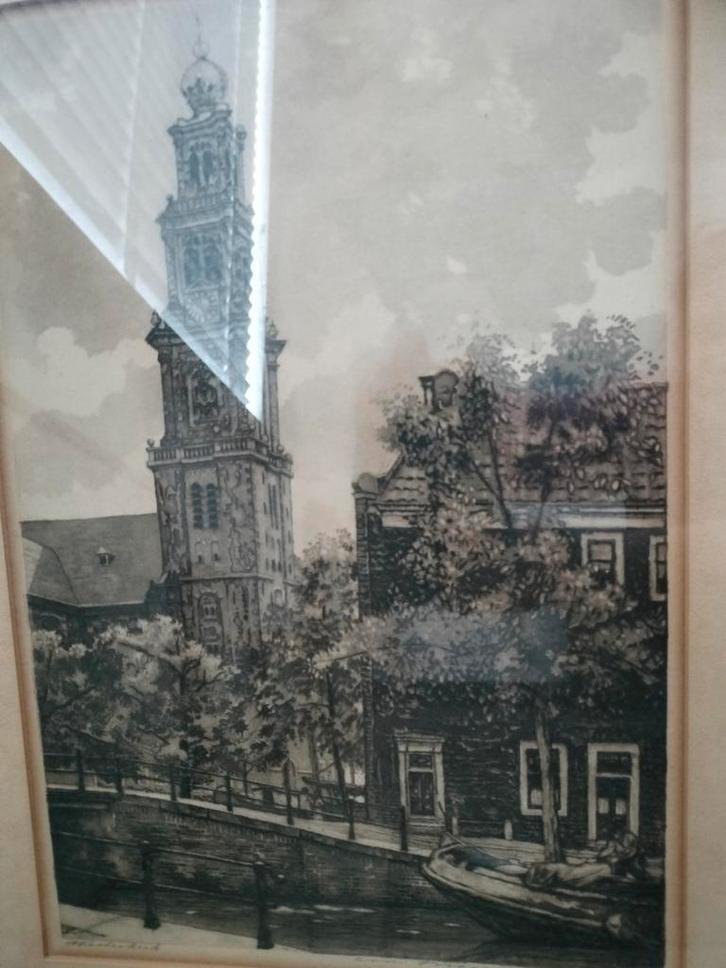 Brandenburg - Westerkerk Amsterdam, Antiek en Kunst, Kunst | Etsen en Gravures, Ophalen of Verzenden
