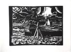 Herman Bieling linosnede "Maas I",  1922, gesigneerd, Antiek en Kunst, Ophalen